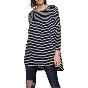 CAbi Crosswalk Tee Size Small Striped Long Sleeve T Shirt 4005 Rayon Black White